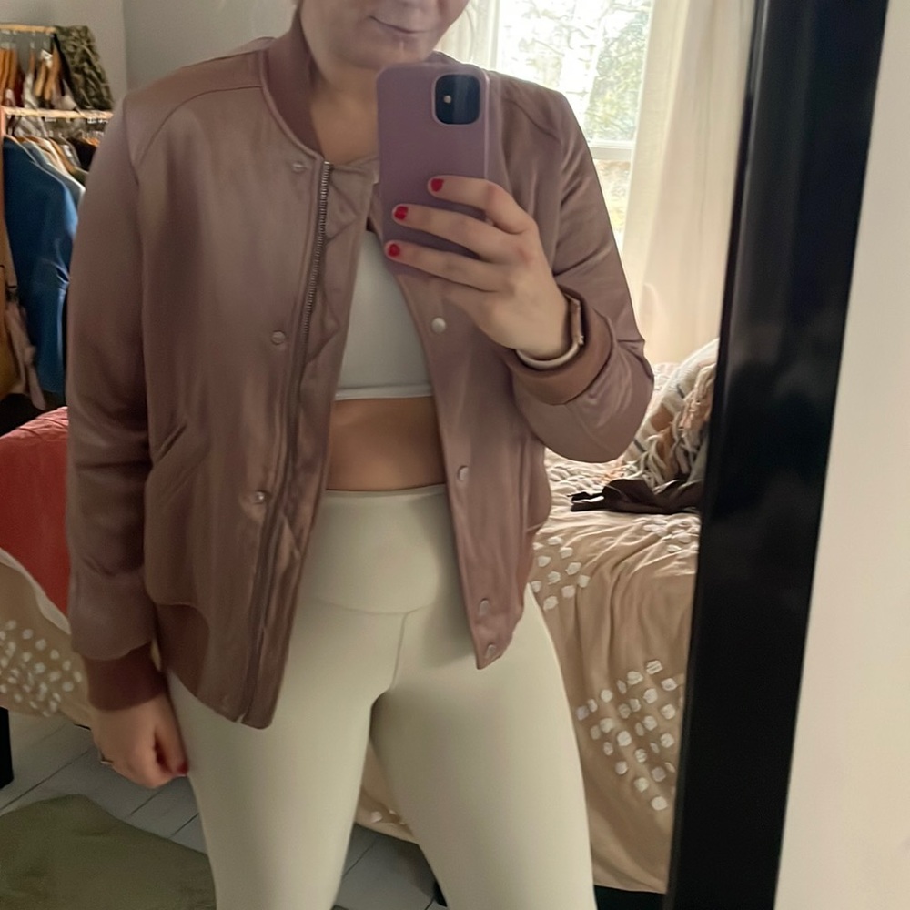 Silk dusty rose ANF bomber jacket